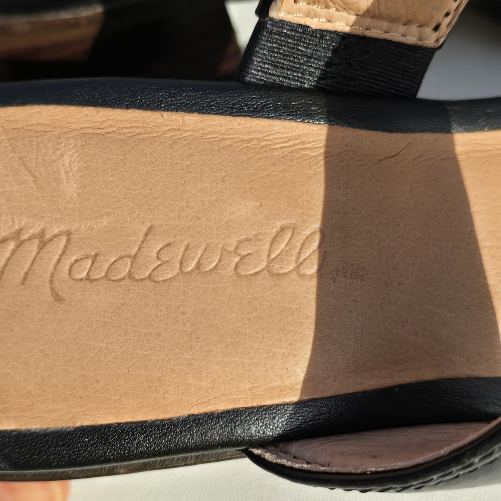 NWT Madewell The Saige Women's Sandals Sz 9 Leather Black Block Heels Slip On - Picture 14 of 14
